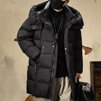 大码美式潮流连帽羽绒服男士冬季