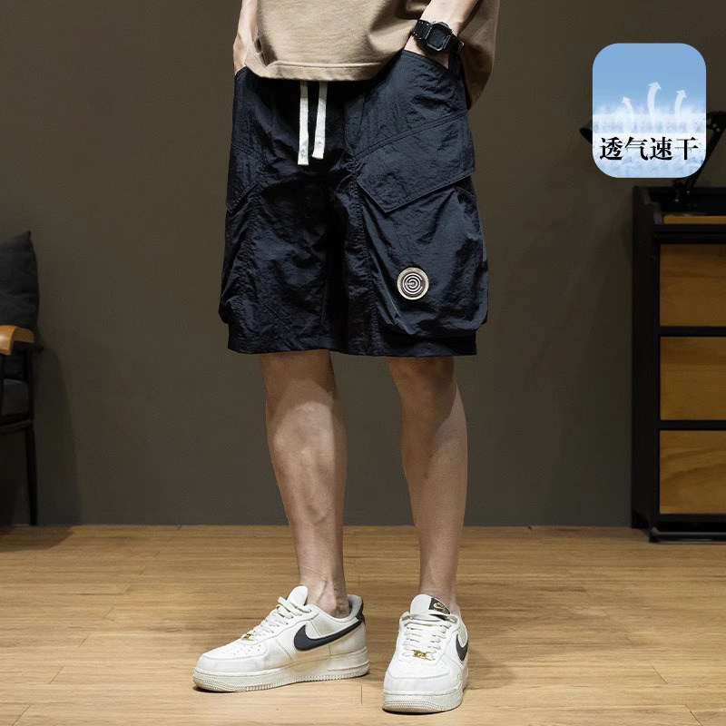 大码防水速干冰丝超薄美式潮流多口袋工装短裤男夏季宽松五分裤男