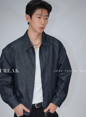 大码男士宽松水洗原牛牛仔夹克