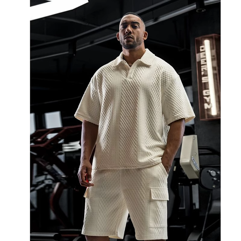 大码300斤夏季肌理感重磅纯色套装男简约宽松运动印花短袖polo衫2,男装,休闲运动套装,淘宝优惠券,粉丝福利购,淘宝优惠卷