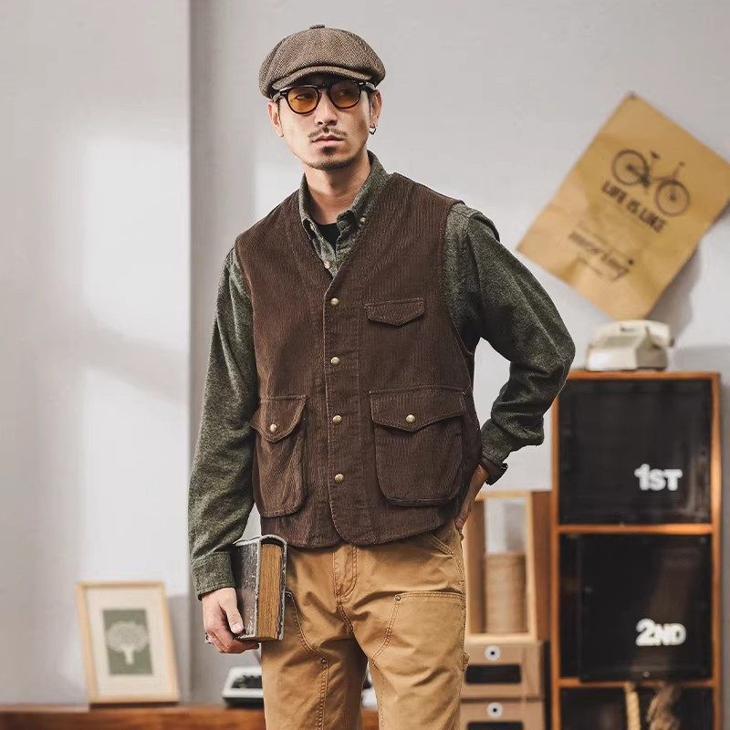 大码复古英伦风工装马甲男痞帅阿美咔叽休闲背心宽松马夹坎肩春秋,男装,常规马甲,淘宝优惠券,粉丝福利购,淘宝优惠卷