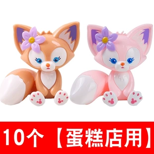 琳娜贝尔女生生日蛋糕装饰摆件网红川沙妲己粉色小狐狸烘焙插件