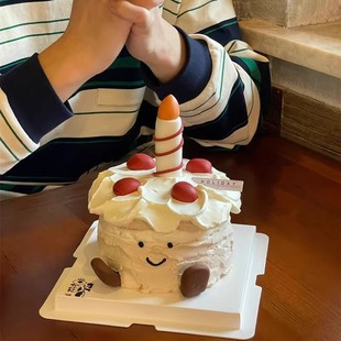 扮插件 饰品摆件可爱简约生日蜡烛小脚蛋糕装 小红书同款 烘焙蛋糕装