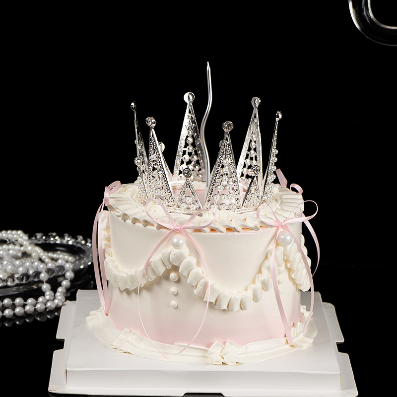 唯美三角皇冠蛋糕装饰摆件