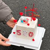 2.14情人节爱心拥抱小猫蛋糕装 饰摆件情侣告白520亚克力love插件