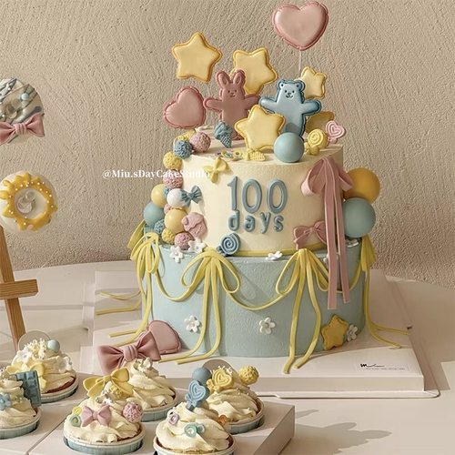 网红烘焙蛋糕装饰兔熊切模云朵星星爱心巧克力硅胶模具软胶插件