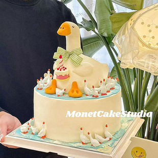 老公蛋糕装 三十鹅立男神男士 饰品摆件大白鹅30岁而立生日烘焙摆件