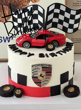 汽车蛋糕装饰红色跑车赛车敞篷车越野车摆件男神男士爸爸生日装扮