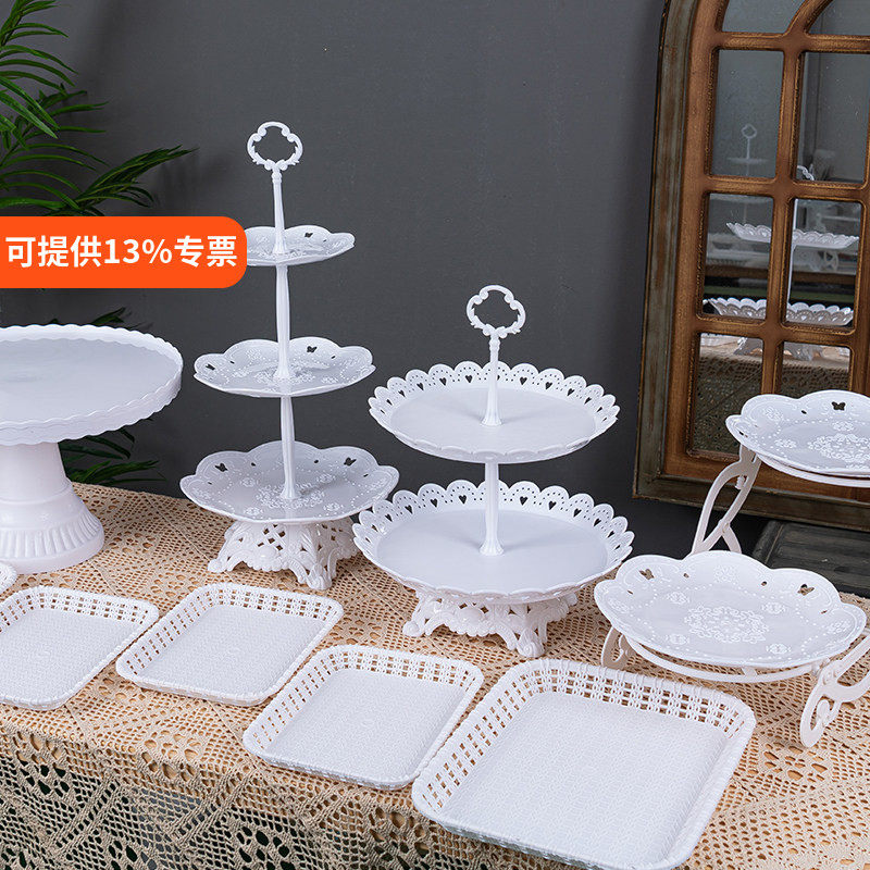 生日布置甜品台摆件婚礼展示架子欧式水果摆台塑料蛋糕托盘点心架