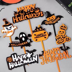 2024万圣节亚克力蛋糕装饰插牌HappyHalloween南瓜蝙蝠幽灵插件