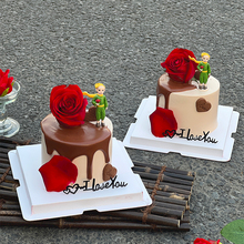 网红玫瑰花小王子蛋糕装饰摆件520情人节情侣告白甜品台节日插件