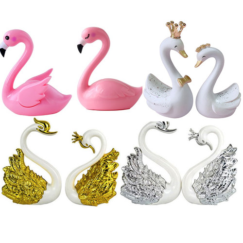 情人节火烈鸟天鹅蛋糕装饰