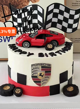 汽车蛋糕装饰红色跑车赛车敞篷车越野车摆件男神男士爸爸生日装扮