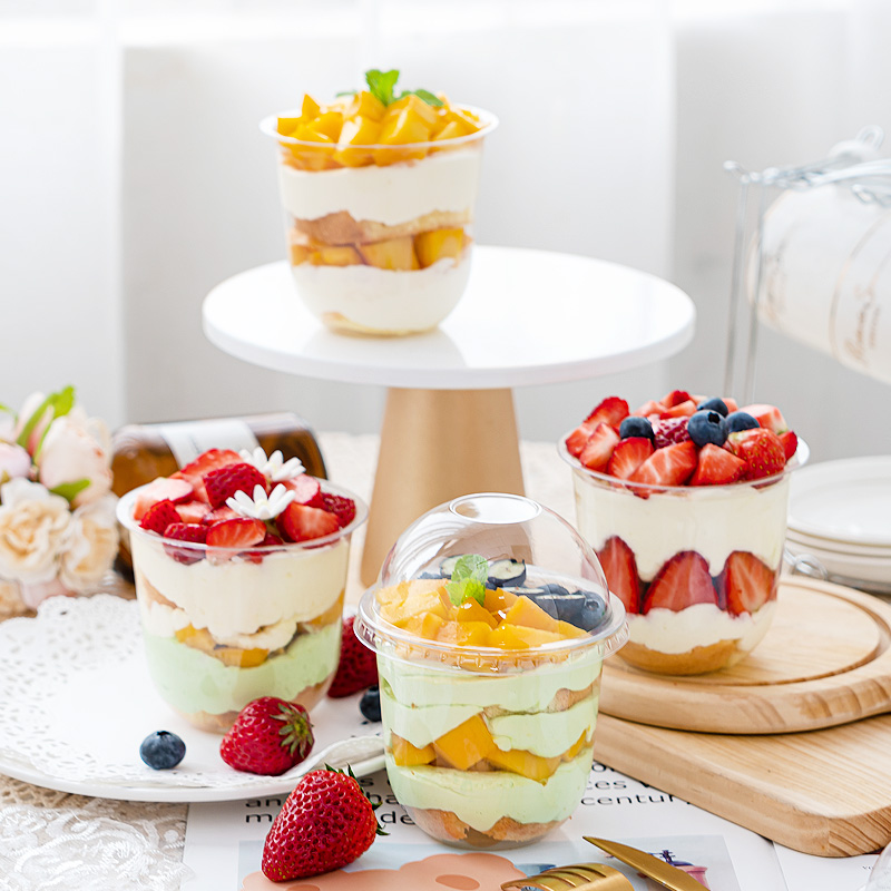 网红波波360ml奶茶水果甜品杯