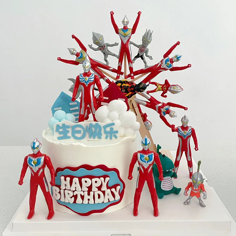 超人旋转摩天轮生日蛋糕装饰