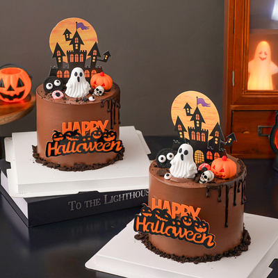 万圣节城堡蛋糕装饰可爱幽灵