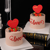 2.14情人节快乐蛋糕装 饰爱心卡片情侣节日红色love亚克力烘焙插件