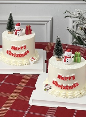 2026圣诞雪人蛋糕装饰品摆件Merry Christmas圣诞节软胶烘焙插件