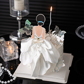 38女王节蛋糕装 饰唯美女神背影裙摆插牌亚克力Queen甜品台插件