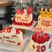 扮 旦跨年夜数字蜡烛烘焙装 2026新年除夕红色星星亚克力蛋糕装 饰元