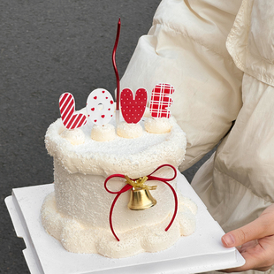 2.14情人节蛋糕装饰爱心love亚克力插牌情侣告白金色铃铛装扮插件