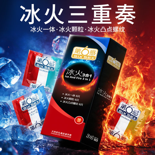 第六感冰火颗粒螺纹一体避孕套