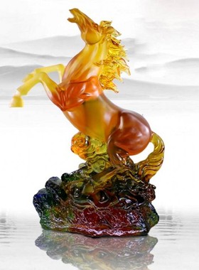 古法琉璃PTFM0039马到成功 家居 商务礼品 办公室工艺品摆件