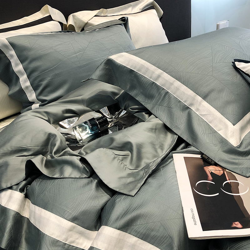 高奢100支提花天丝棉四件套春夏贡缎床笠高级感裸睡床单被套床品2