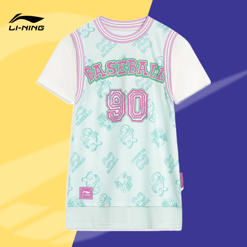 Lining/李宁正品新款女小童运动潮流系列透气休闲连衣裙YSKT040