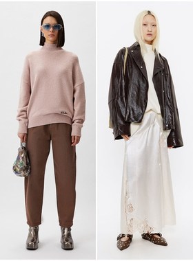 西班牙轻奢BYL 女款 小徽标刺绣圈圈呢高领款式落肩袖针织衫 7271