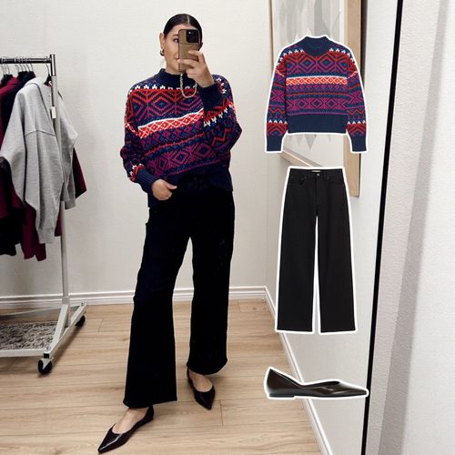 美式老钱风  女款 羊毛混纺费尔岛提花长袖针织衫 D989