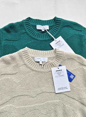 比利时小众轻奢TB  男款  羊毛混纺圆领纹理宽松长袖针织衫 D786