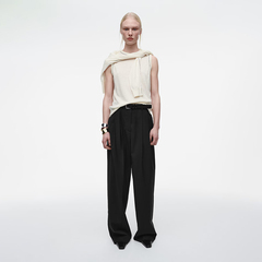 北欧风CS 女款 美利奴羊毛亚麻混纺圆领无袖针织上衣  9344 9385