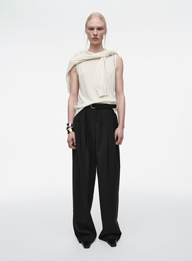 北欧风CS 女款 美利奴羊毛亚麻混纺圆领无袖针织上衣  9344 9385