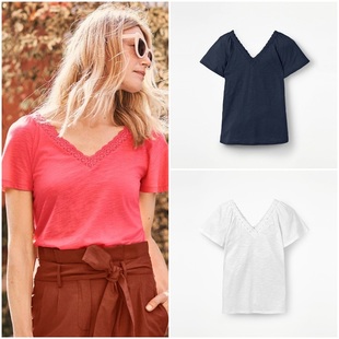 TEE 莫代尔混纺蕾丝拼接V领短袖 2351 女款 英伦BD