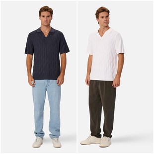 针织上衣 海鸥领V翻领菱纹短袖 A322 男款 澳洲街牌1NDU