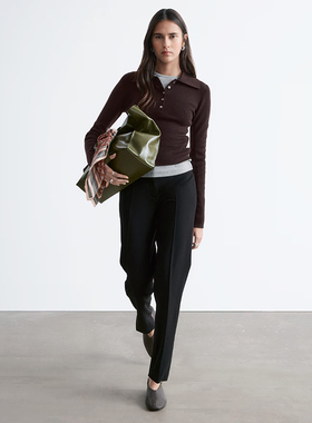 北欧风0S 女款  100美利奴羊毛翻领长袖针织衫 F292