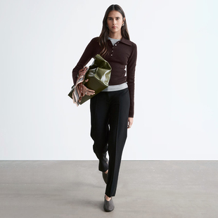 北欧风0S 100美利奴羊毛翻领长袖 针织衫 F292 女款