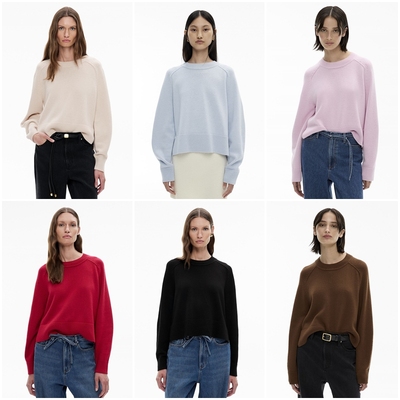 澳洲轻奢W1TCH 女款 羊毛混纺圆领插肩长袖针织衫 E015