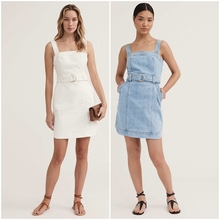 澳洲轻奢WH 女款 弧形下摆牛仔连衣裙 缺腰带 A413
