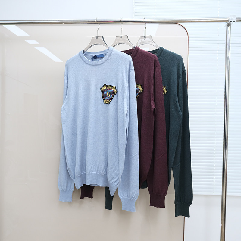 意大利奢品Tru撤柜  男款 羊毛混纺徽标刺绣圆领长袖针织衫 E328