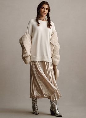 美系安@NTHR0 女款  圆领拼接长袖针织连衣裙 E558