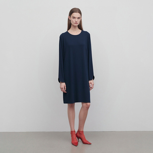 连衣裙 柔软弹力绉布圆领背拉链长袖 148A 女款 瑞典斯德哥尔摩MR