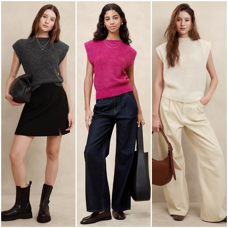 美系蕉国BR 女款 羊毛羊驼毛混纺圆领罗纹针织背心 D683