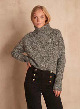 法系轻奢M123 女款 羊毛混纺高领针织衫 E823