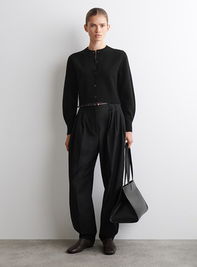 北欧风CS 女款 100美利奴羊毛圆领针织开衫毛衣 E518