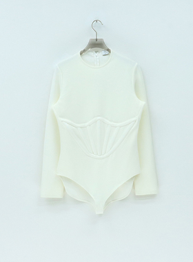 澳洲轻奢SHK 女款 白色圆领长袖连体上衣 8646