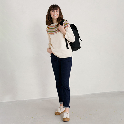 英伦se@s@1t 女款 费尔岛提花圆领长袖针织衫 F862