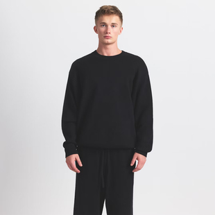 美系SKM 男款 棉山羊绒混纺圆领落肩宽松针织衫 D452