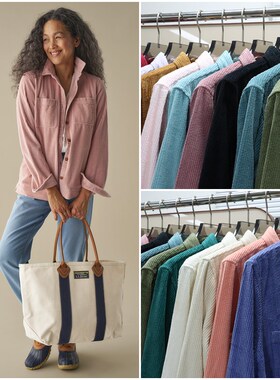 美系百年户外LLB 女款 复古粗条绒双口袋长袖衬衫 D009